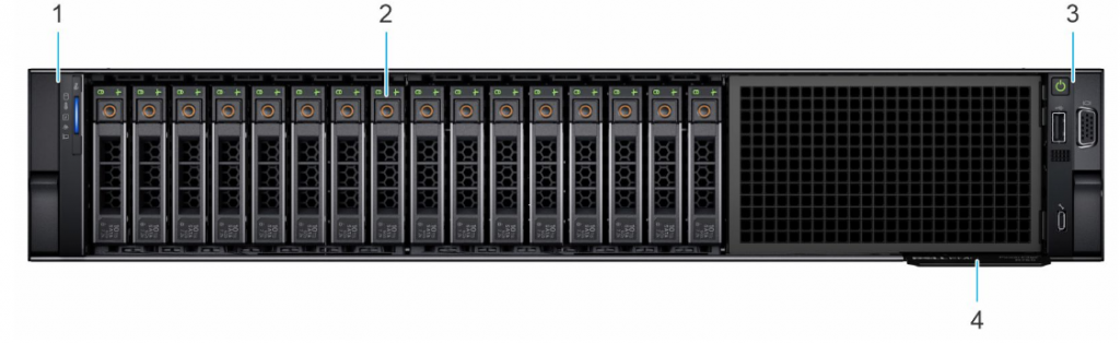 Figure 2. Front view of the 16 x 2.5-inch drive system