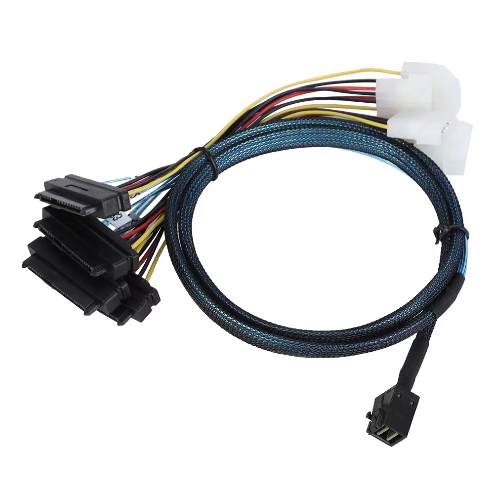 MINI SAS SFF8643 to 4*SAS 29PIN SFF8482 with IDE Power Adapter Cable