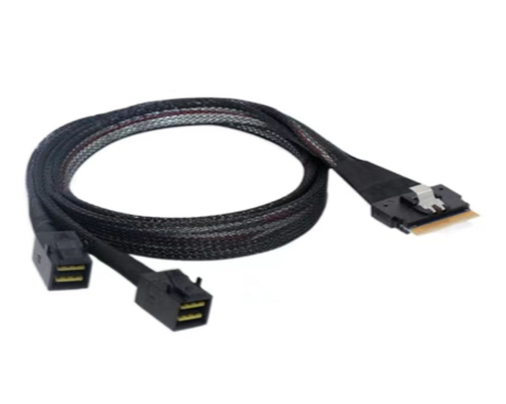 Internal SlimSAS SFF-8654 8i to 2x HD MiniSAS SFF-8643 4i Cable