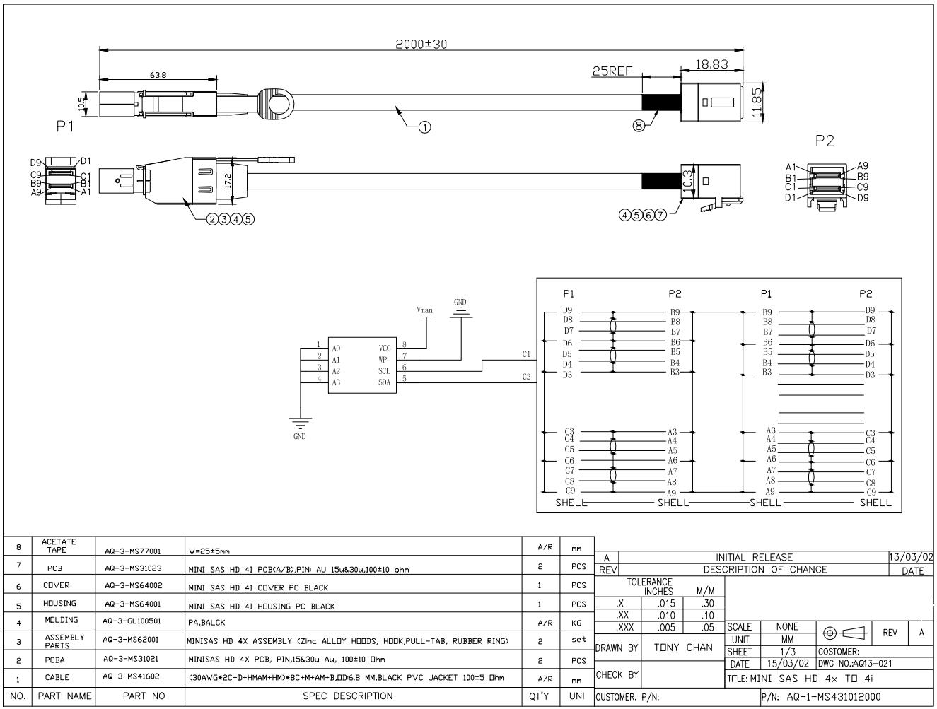 SFF-8644 to SFF-8643