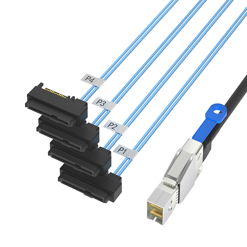 External Mini SAS HD SFF-8644 To 4x 29-Pin SAS SFF-8482 Cable