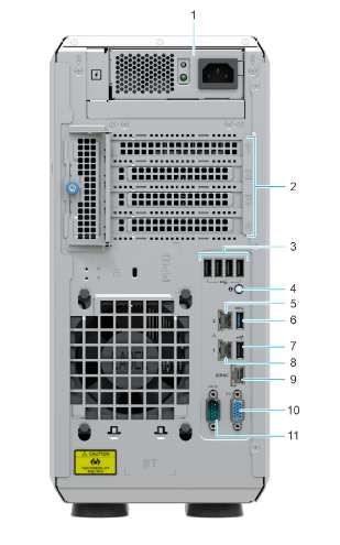 Rear view of the system with cable PSU